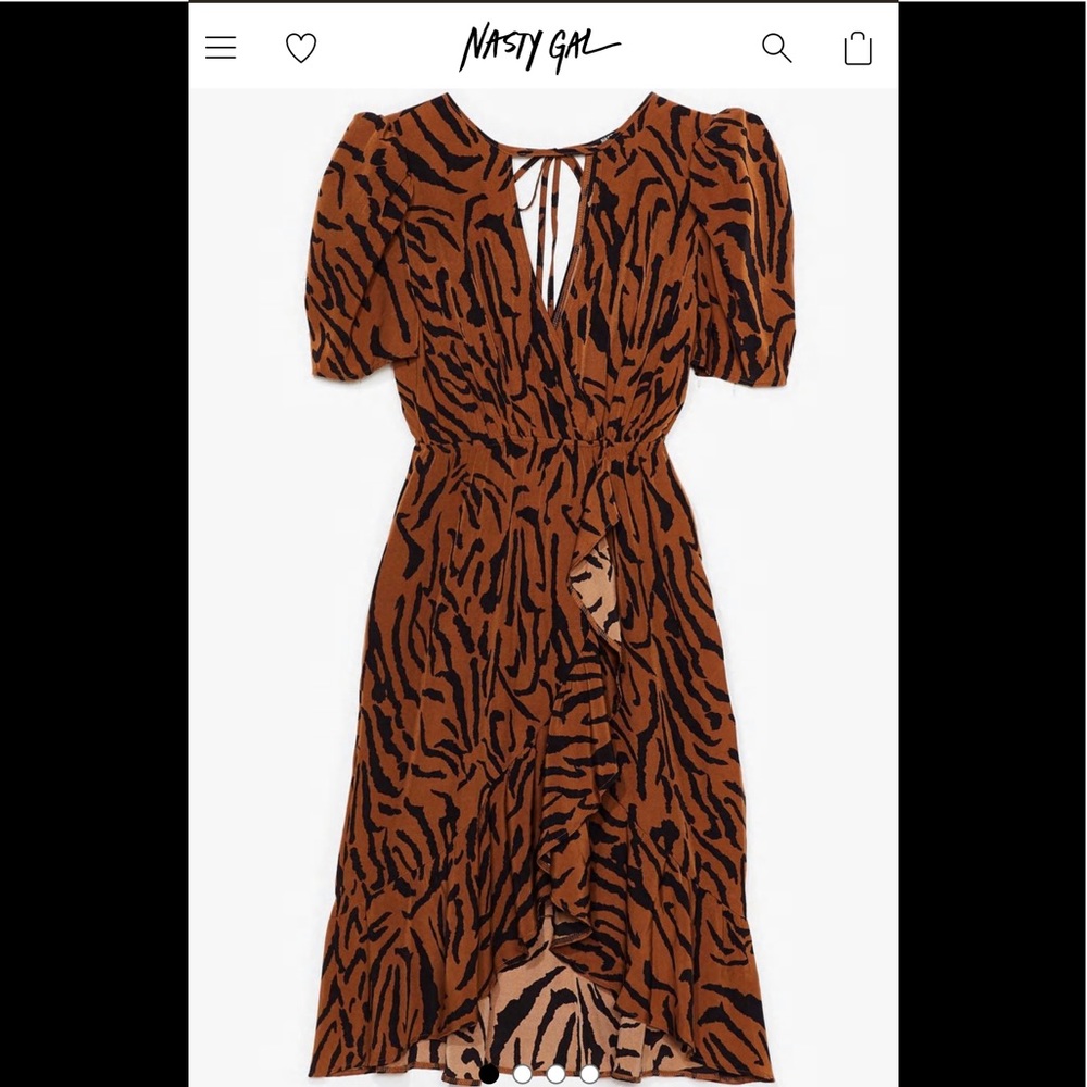 Tiger print brown fringe skirt dress (cinched at the waist)